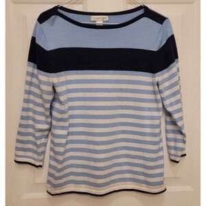 Christopher & Banks Women's small pullover sweater Blue and white stripes.
